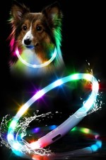 Waterproof LED Dog Collar USB Rechargeable Light Up Dog Collars Lights for Ni...