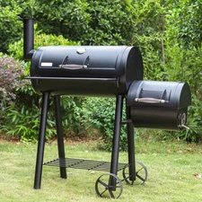 Summit Living 28 Charcoal Grill with Offset Smoker Black