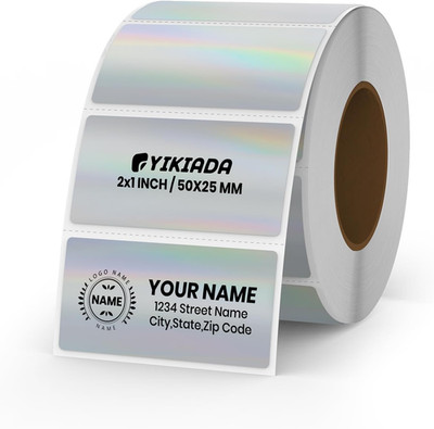 Holographische Aufkleber Rolle 25x50 mm Wasserfest für Barcode QR Logo Lager Off