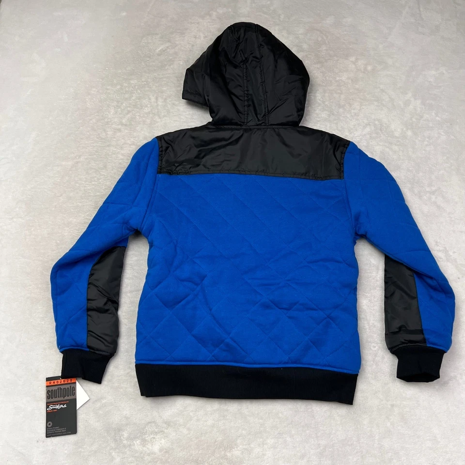 South Pole Kids 皇家蓝色绗缝连帽夹克 尺寸 S 8-10 男孩 女孩 — 第 4/4 张图片
