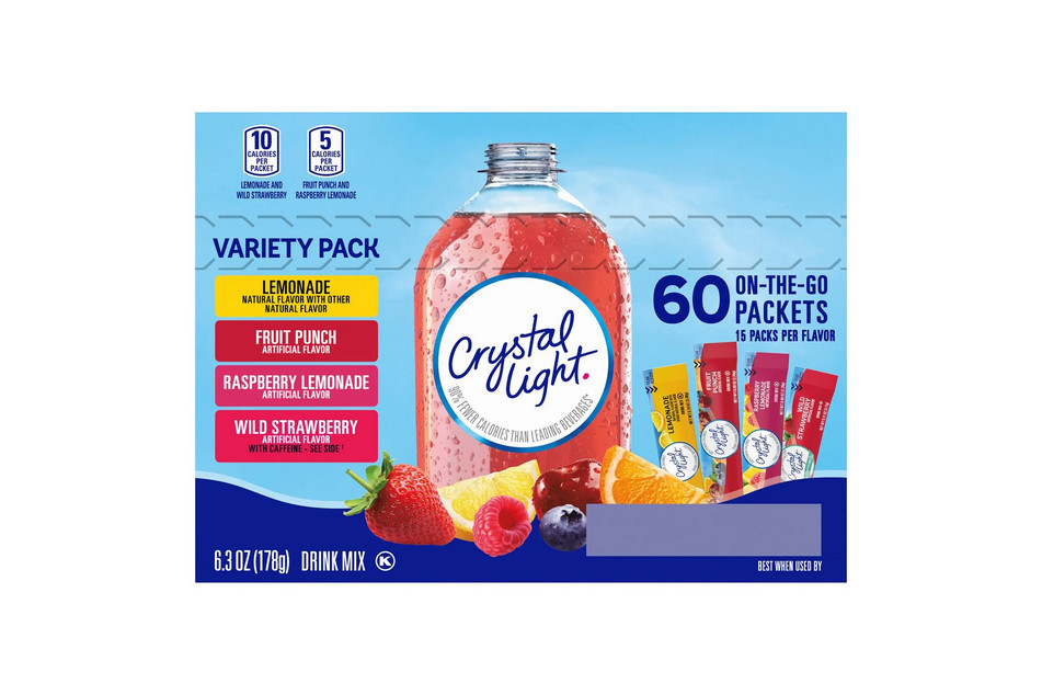 Crystal Light Drink Mix Variety Pack 60 Count Sugar Free Low Calorie