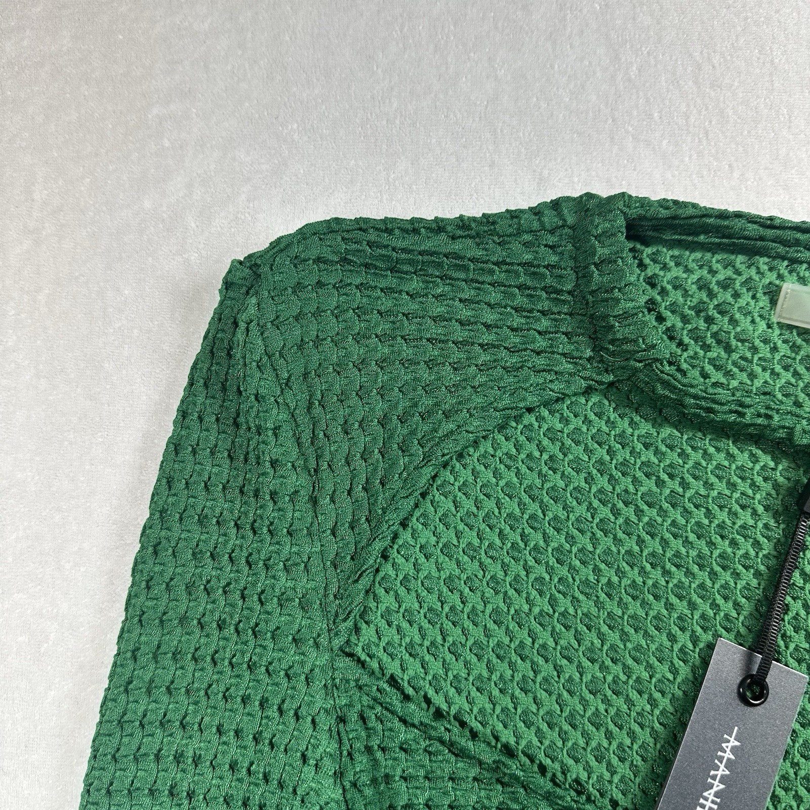Manière De Voir Green Waffle Knit Cutout Bodysuit Long Sleeve Snap Front Women 6 image 4
