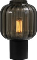 Tischlampe Tischleuchte Schwarz 31 Cm Hoch Ø 20 Cm Glas Metall Kabelschalter E27