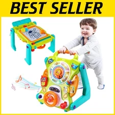 3-in-1 Baby Walker and Activity Center - Musical Fun for Toddlers (Green)