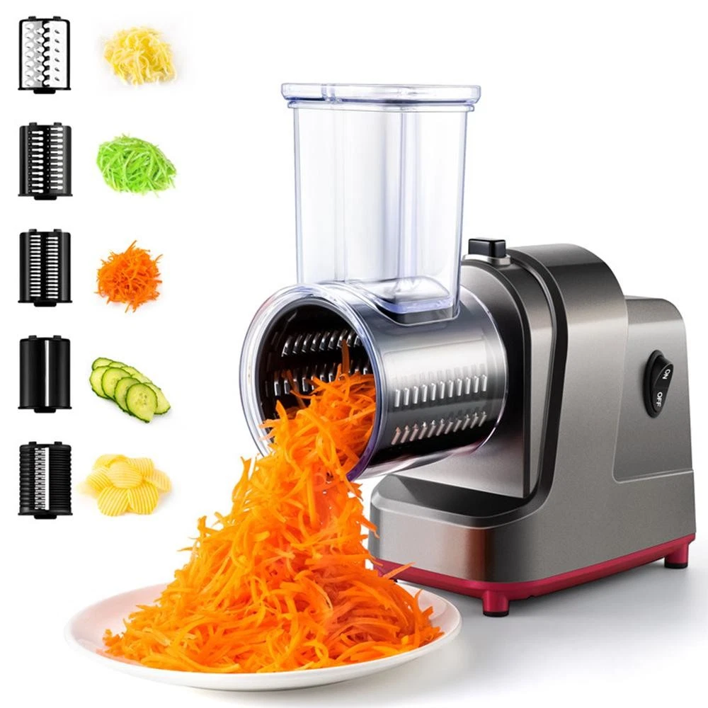 Lmetjma 250w 5 in 1 Electric Vegetable Slicer Shredder Automatic Salad Shooter