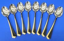 8 - Yamazaki RAMONA BLACK GOLD Accent Glossy Stainless Flatware 6 3/8" TEASPOONS