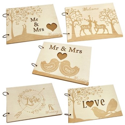 Wedding Guest Book Wooden Rustics Signature Book Album with 10 Blank Page