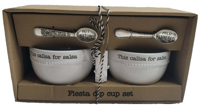 Mud Pie Fiesta Dip Cup Set with Spoons Salsa Bowls NEW IN BOX NIB