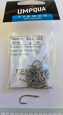 Tiemco  Size: 6 # TMC811S  '' Saltwater - big game ''  QTY: 25  Stainless Hook