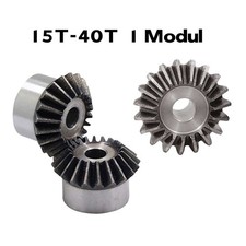 1 Modul Kegelr&auml;der 15 - 40 Z&auml;hne Kegelzahnrad 90&deg; 1:1 Paarung Metall 45# Stahl