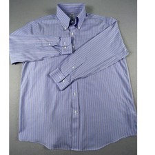Brooks Brothers Shirt Mens 16-32/33 Blue Orange Striped Original Polo Tailored