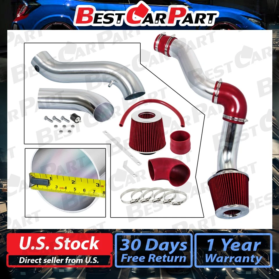 Sistema de admisión de aire frío BCP ROJO 05-10 Dodge Charger/Magnum 3,5 L V6 + filtro seco Foto 2 de 4