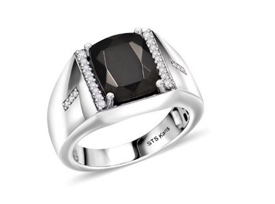 Elite Shungite & White Zircons Men's Ring - Size 12