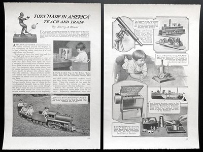  Toys Made in America Teach and Train  1921 vintage pictorial Riding/Steam +more