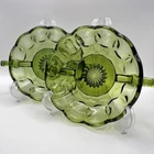 VTG Anchor Hocking Green Fairfield Glass Nut / Candy Dishes w/Handles Set of 2