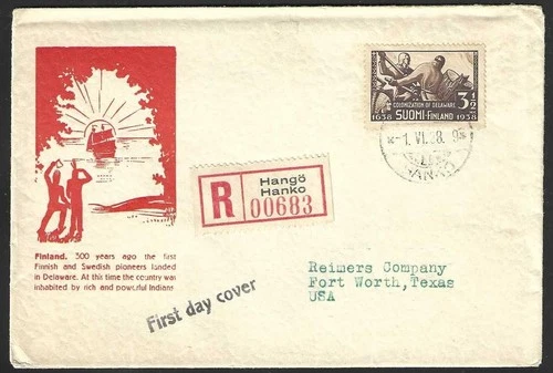 FINLAND 1938 FDC Scott #214, Facit #216 to Fort Worth Texas