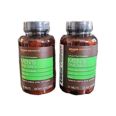 2 PACK Lot Amazon Elements Men's One Daily Multivitamin, GF, Vegan
