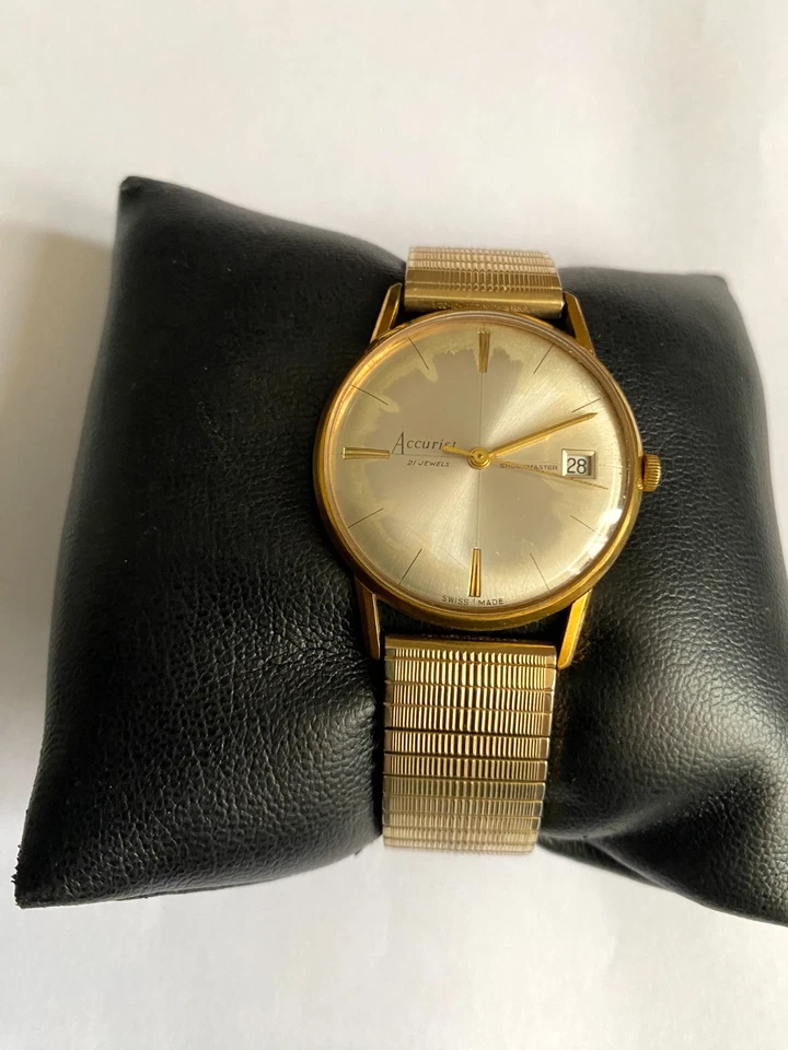 Reloj Accurist Hecho en Suiza Para Hombre Vintage 21 Joyas Correa Expansor Mecánico 284 Foto 2 de 4