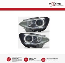 Headlights For BMW 1 SERIES F20 F21 11-15 PRE LCI Black DRL Angel Eye Headlights