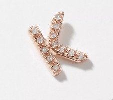 Affinity Sterling Silver "K" Initial Rose Diamond Stud Earring