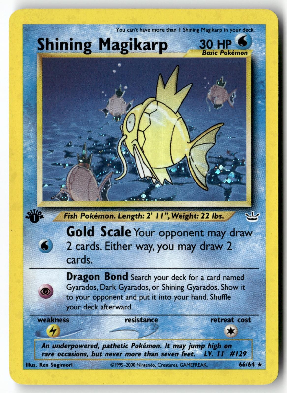 SHINING MAGIKARP 1ST EDITION HOLO 66/64 RARE SHINING NEO REVELATION POKEMON LP