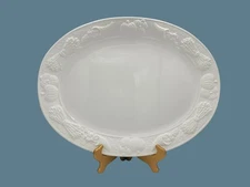 Over and Back Japan Harvest White Embossed Oval Serving Platter Cornucopia Vtg