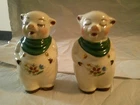 shawnee pig RANGE SIZE salt & pepper RARE GOLD & FLORAL XNICE NR