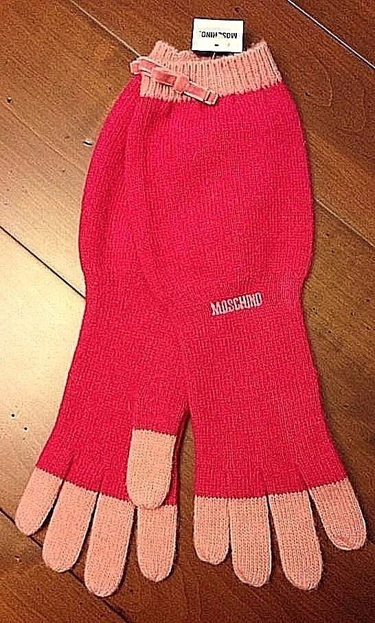 NEW MOSCHINO KNITTED GLOVES 80% LAMBS WOOL 20% ANGORA 13" LONG