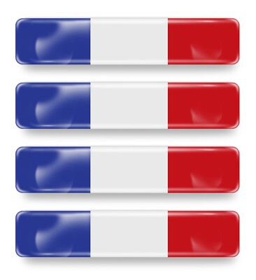 4x 3D Gel Aufkleber French Frankreich France 6cmx1cm Flagge  Fahne Flag Stickers