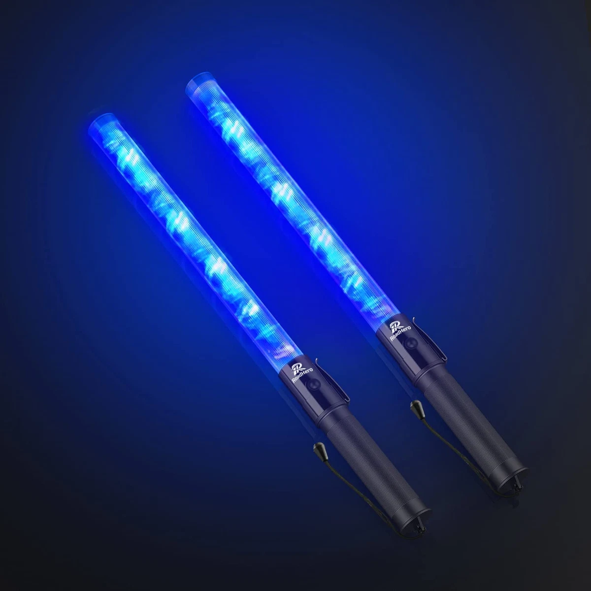 2 Pack 21Inch Traffic Wands Blue Led Traffic Control Baton Night