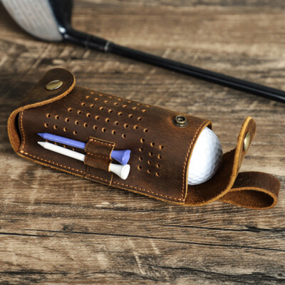 Genuine Leather Golf Balls Waist Pouch Bag Portable Golf Balls
