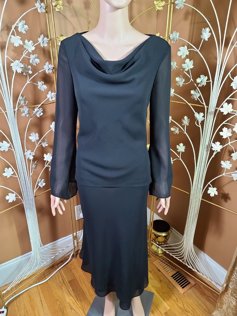 formal dress skirt and blouse Size 4 Black 2 Piece Long Sheer Sleeves Glam Real Comfort Skill-Fine Motor Skills