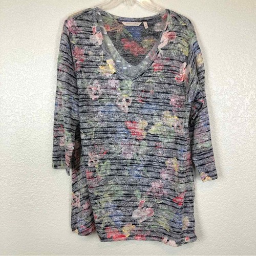 Soft Surroundings Botanique Floral V-neck Tunic Top Large