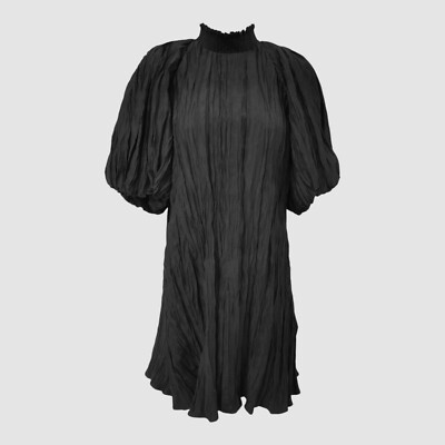 Karl Lagerfeld Paris Women Black Mock-Neck Puff-Sleeve Mini Dress Size 4