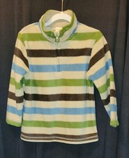 NWT GYMBOREE BOYS SIZE XS 3-4 , STRIPED, PULLOVER 1/4 ZIP FLEECE JACKET/SHI