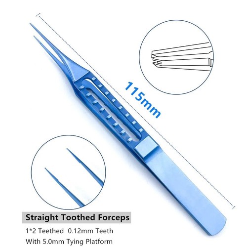 Ophthalmic Toothed Forceps Titanium tweezers 1*2 teeth Dental Forceps 1pcs - Picture 15 of 17