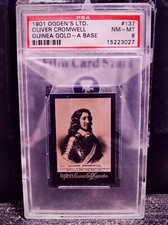 1901 Ogden's Gold Oliver Cromwell Rookie Card PSA 8 Lord Protector England 