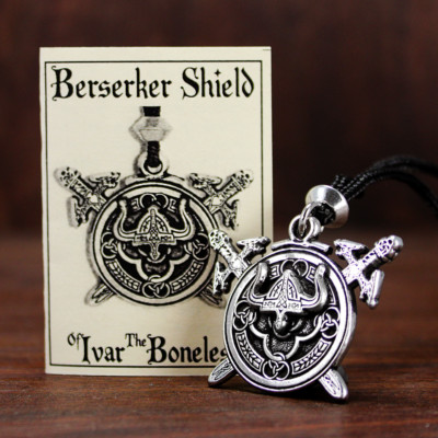 Pewter Viking Necklace Berserker Shield Pendant Odin Norse Jewelry