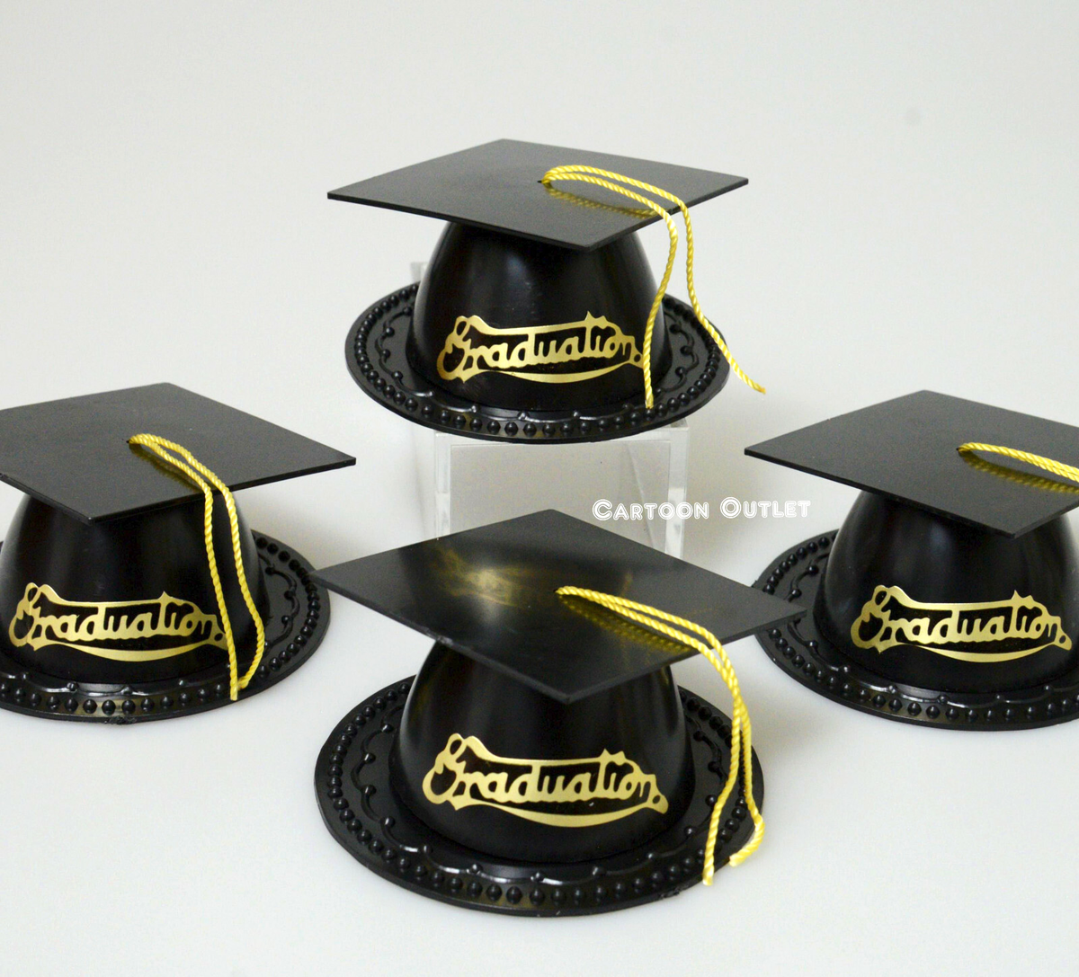 12 pc Graduation Party Favors Cap and Tassel Recuerdos Graduacion Black Hat
