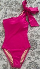 J Crew One Piece Women One Shoulder Bow Tie Swimsuit Pink Size 2 Small NWT
