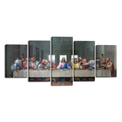 5 Panels Canvas Prints the Last Supper by Leonardo Da Vinci Classic Art