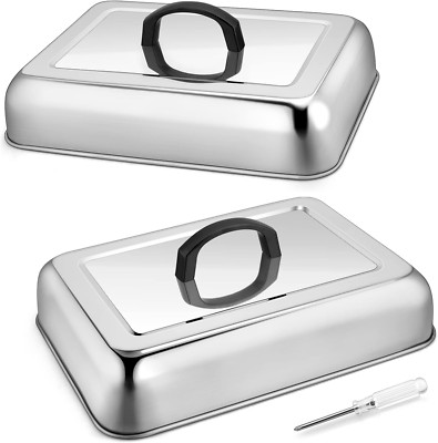 13 X 9.8 Inch Basting Cover Melting Domes (2Pcs),  Stainless Steel Rectangular C