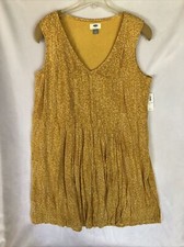 NWT Old Navy Gold, Mustard, Pleated Bodice, Sleeveless Dress, Lined, Size Large