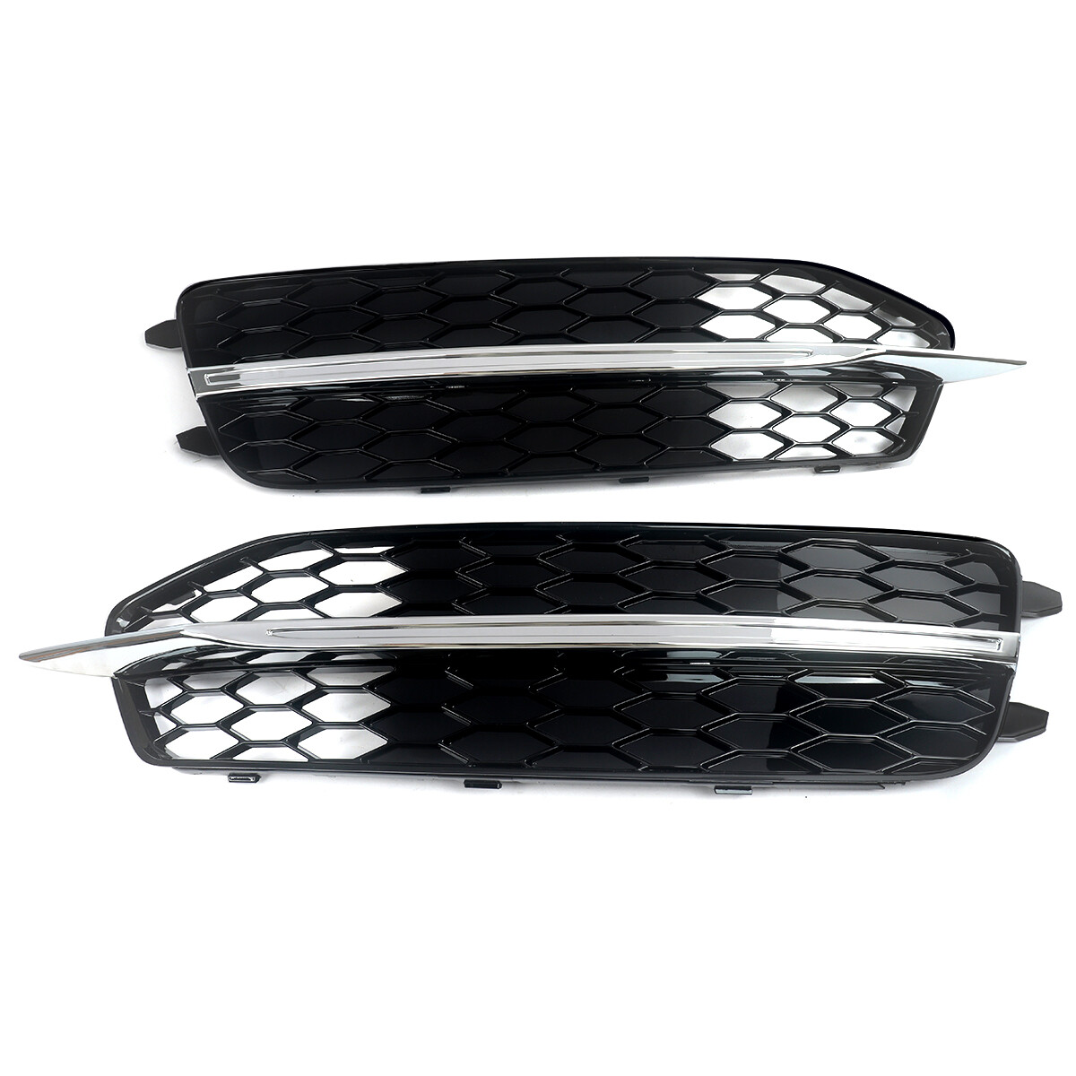 Front Bumper Lower Grille & Fog Light Covers Set For 2011-2014 VW Jetta - Black Mesh