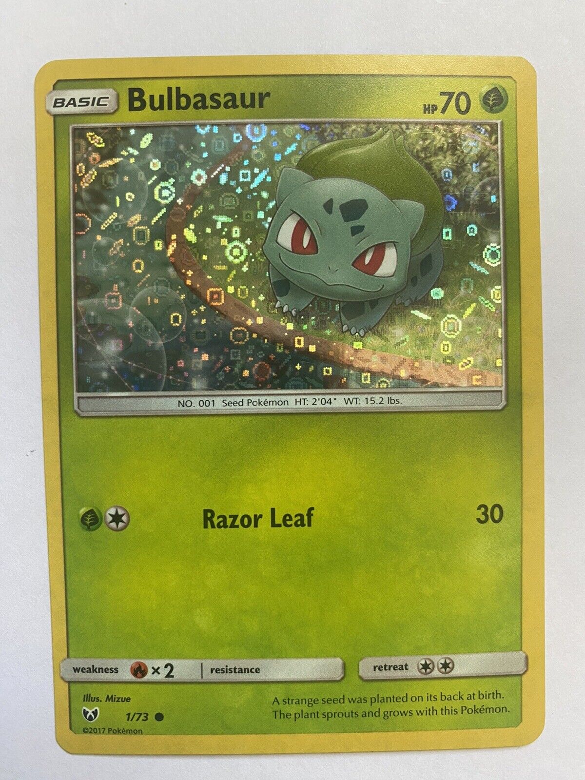 Pokemon BULBASAUR Card SHINING LEGENDS 1/73 Trading Card Seed Pokemon HP 70  2017