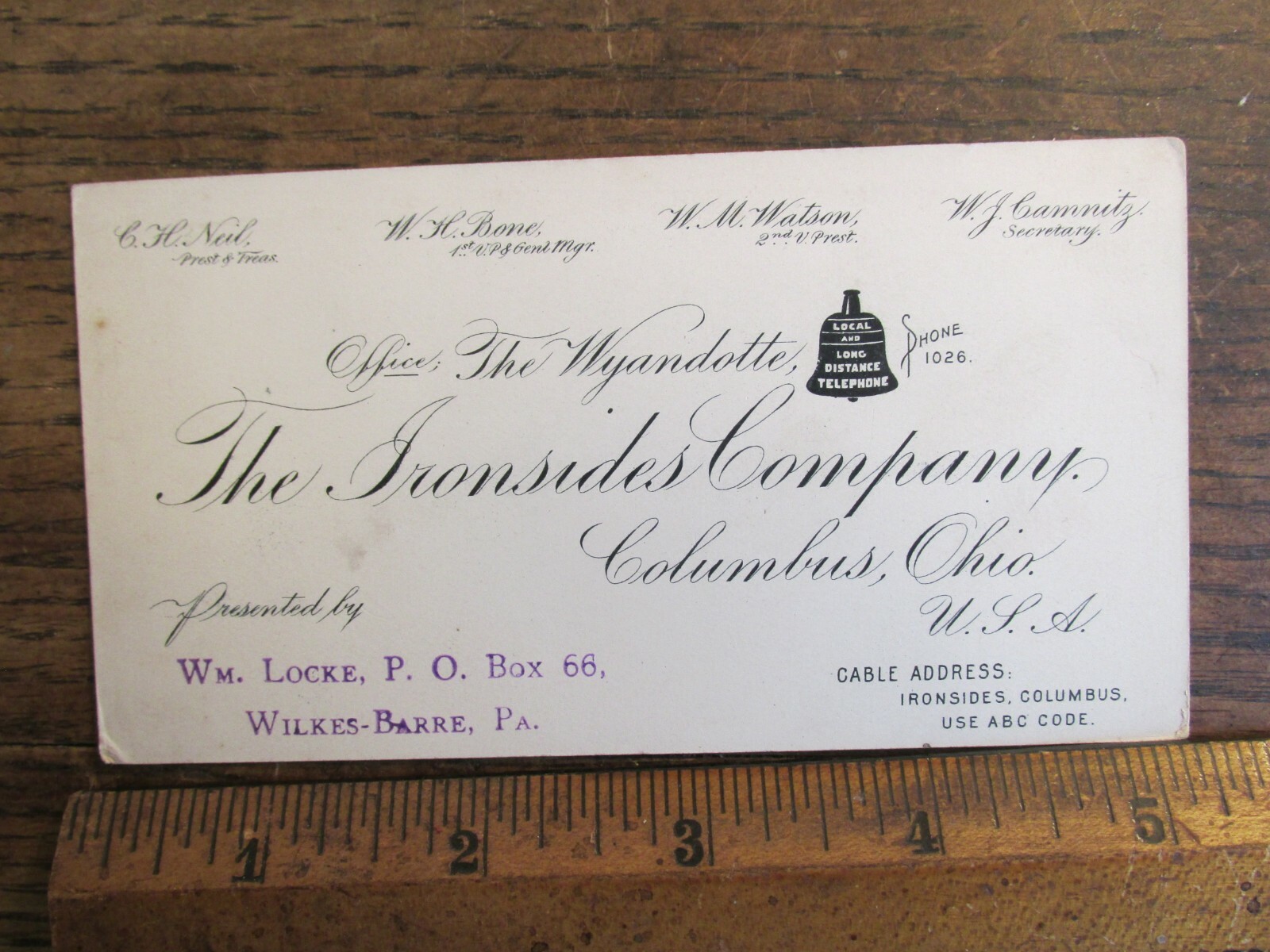 Antique Vintage Ephemera Old Ironsides Trade Card Columbus OH Bell System Logo