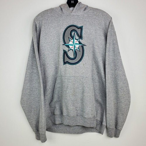 Felpa SEATTLE MARINERS adulto grande grigia GRANDE LOGO S ricamata outdoor con cappuccio - Foto 2 di 9