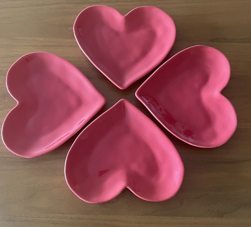 Set of 4 Target Threshold Valentines Day Stoneware Appetizer Heart Plates - Picture 2 of 7