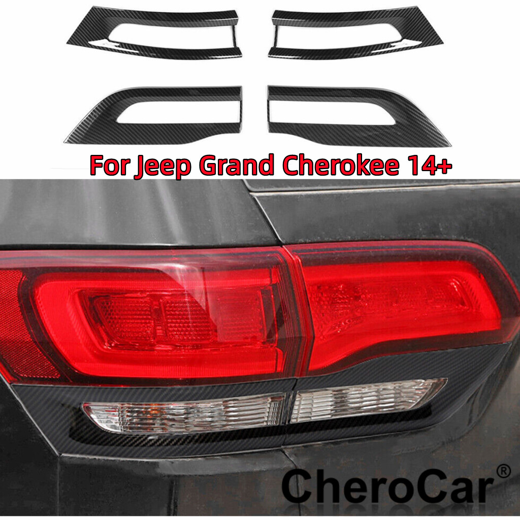 4pcs Tail Light Lamp Cover Trim Frame  Carbon Fiber for 14+ Jeep Grand Cherokee