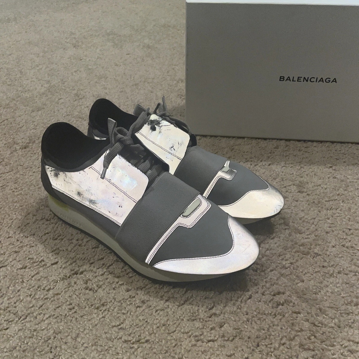 Balenciaga Race Runner Sneaker Gris Neon Reflective Gray Size 41
